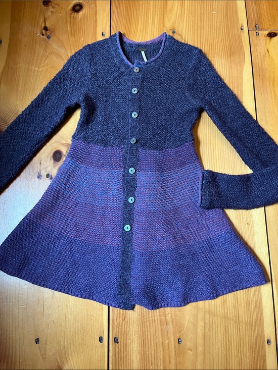 Free People Sweaters - FREE PEOPLE XS Purple Wool Angora Button Up Long Fit Cardigan Sweater A-Line